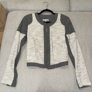 CAbi Charcoal and Ivory Zip-Up Jacket